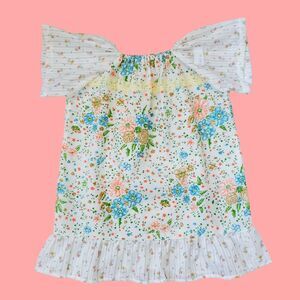 Girl's Vintage 70s White Floral Dresss